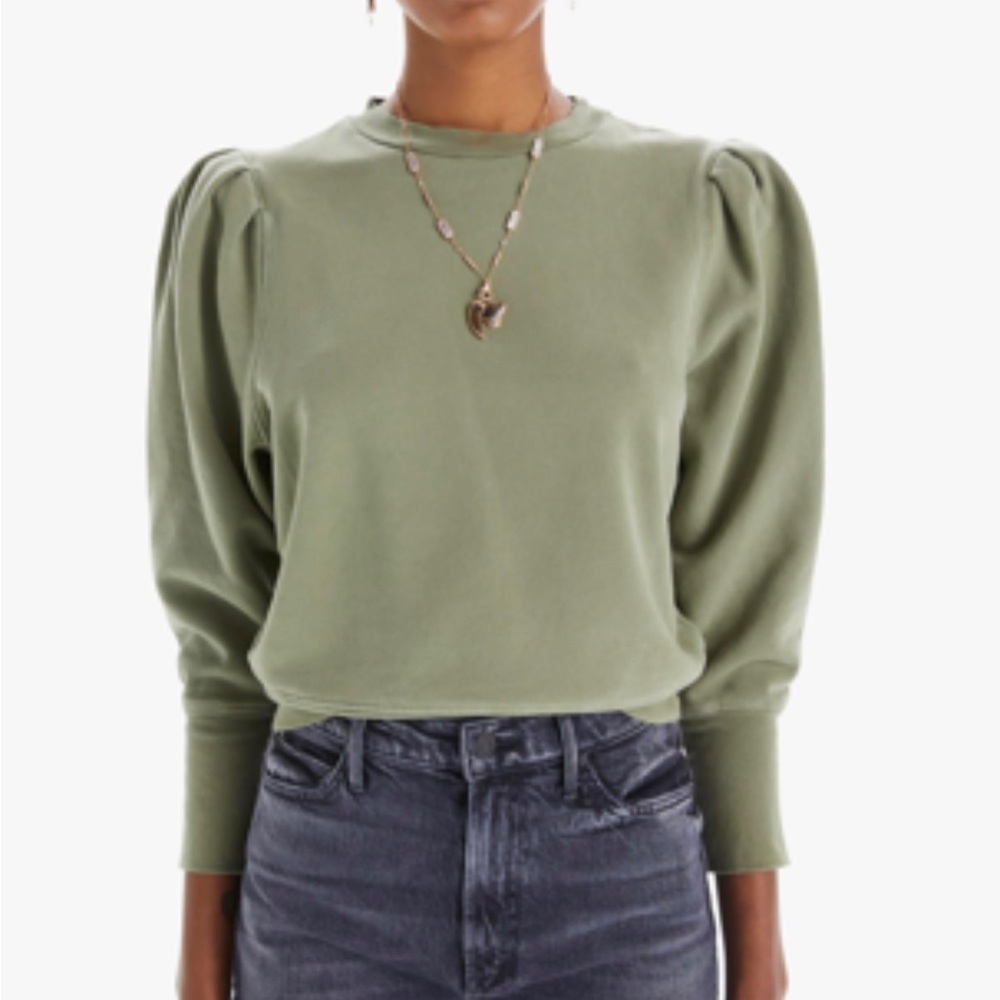 New MOTHER Curve Ball Sweatshirt in Avocado / size M